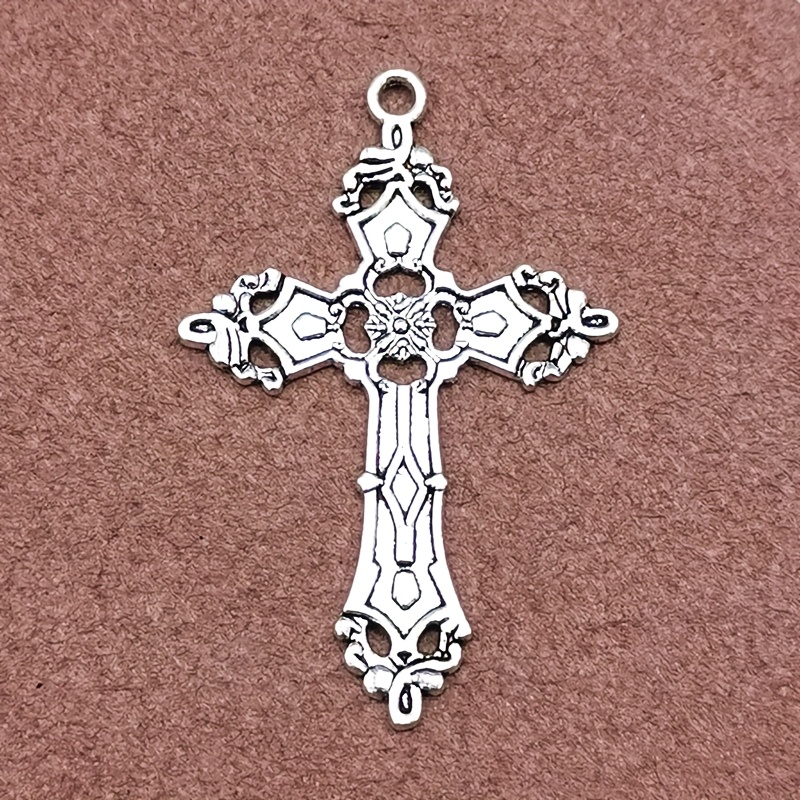 7pcs Retro Big Cross Charm Pendant Set, Bohemian Style